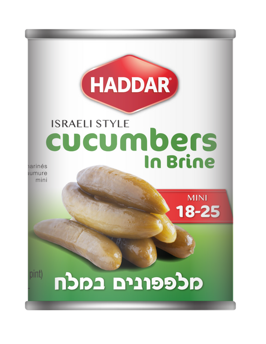 HADDAR: Mini 18 25 Cucumbers In Brine, 19 oz