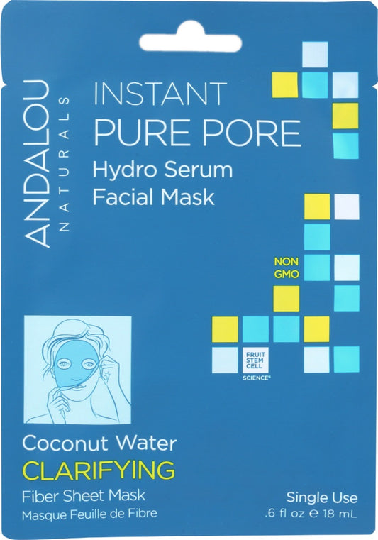 ANDALOU NATURALS: Instant Pure Pore Hydro Serum Facial Sheet Mask, 0.6 fo