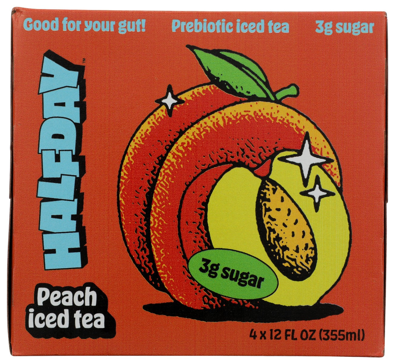 HALFDAY: Peach Prebiotic Iced Tea 4Pk, 48 fo