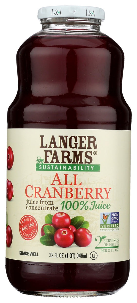 L & A JUICE: All Cranberry Juice, 32 fo