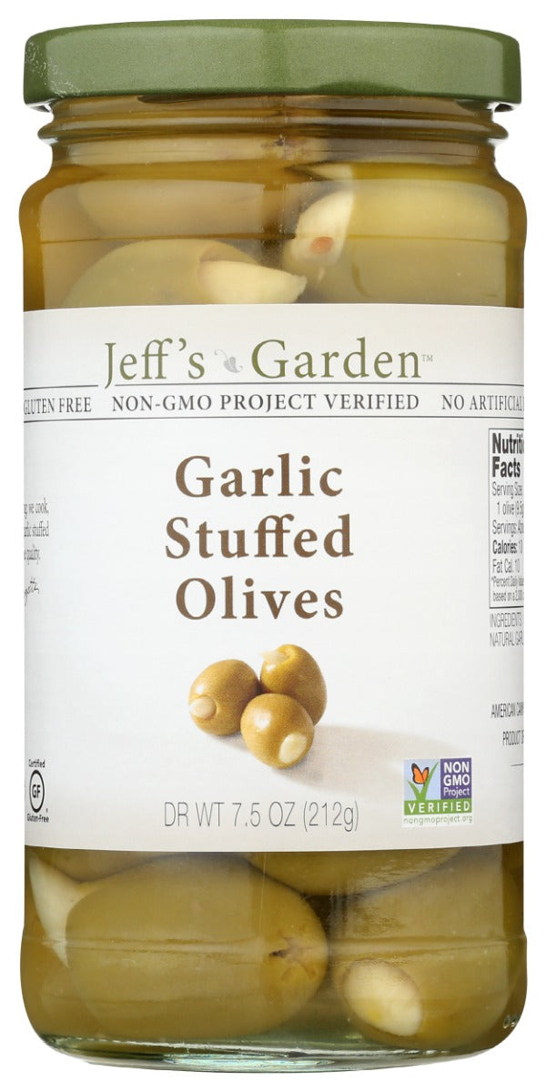 JEFFS GARDEN: Garlic Stuffed Olives, 7.5 oz