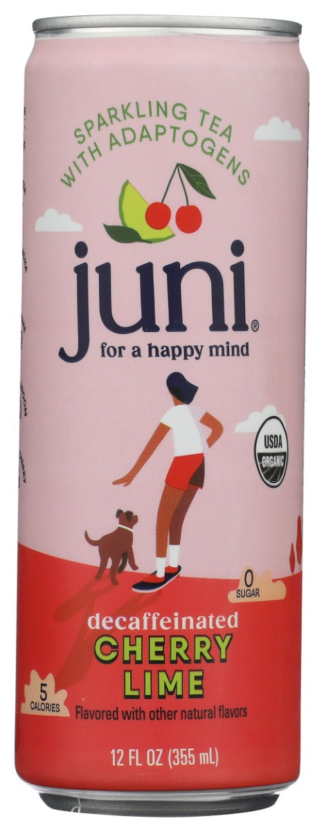 JUNI: Cherry Lime Sparkling Tea with Adaptogens, 12 fo