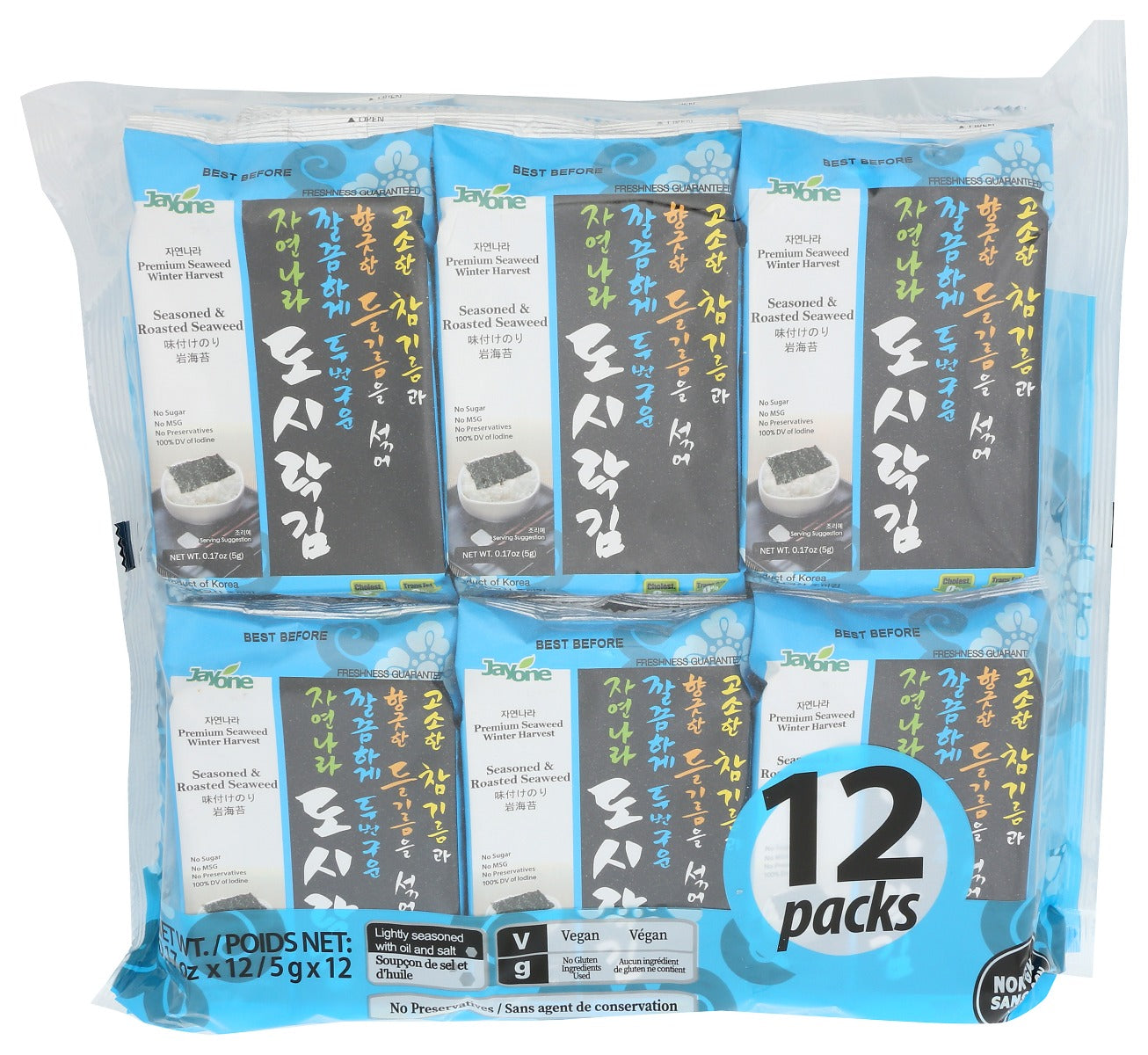 JAYONE: Roasted Seaweed Snack 12 Count, 2.04 oz