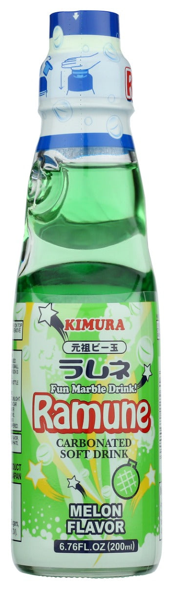 KIMURA: Ramune Melon Flavor Soft Drink, 6.76 fo