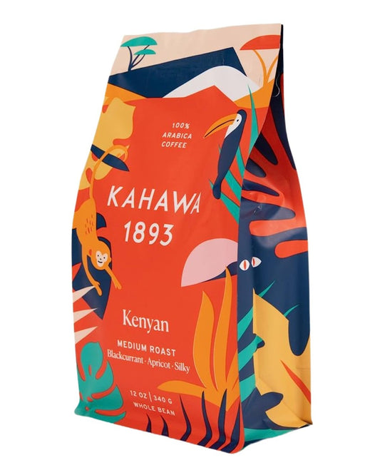 KAHAWA 1893 COFFEE: Kenyan Single Origin Whole Bean Coffee, 12 bg