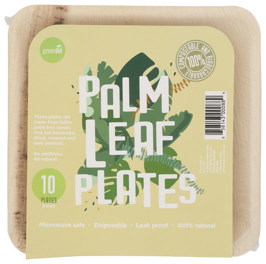 GREENLID: Plates Square Palm Leaf 8in, 10 PK