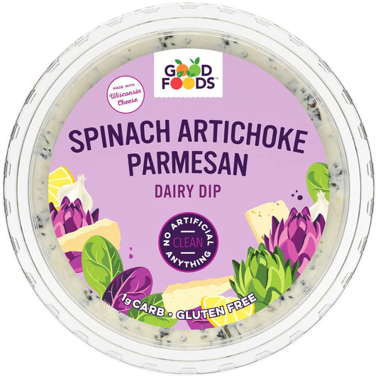 GOOD FOODS: Spinach Artichoke Parmesan Dip, 8 oz