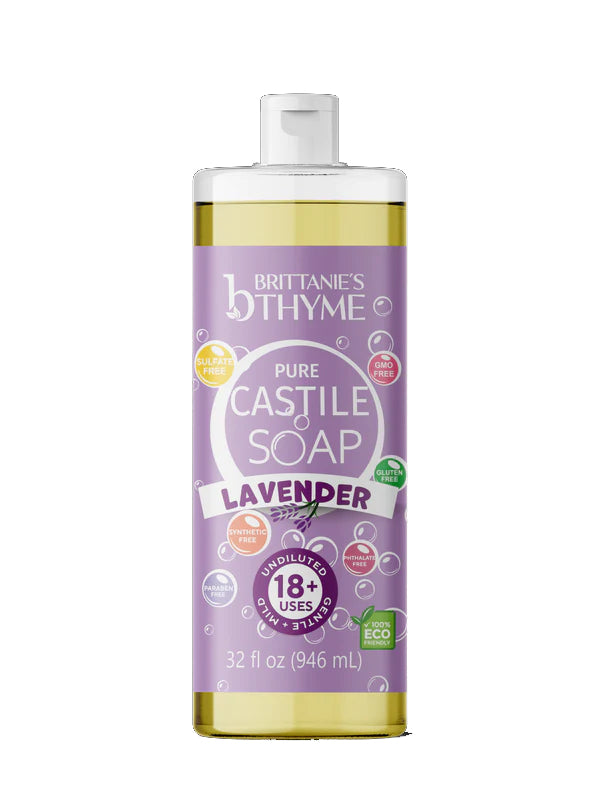BRITTANIES THYME: Lavender Pure Castile Liquid Soap, 32 fo