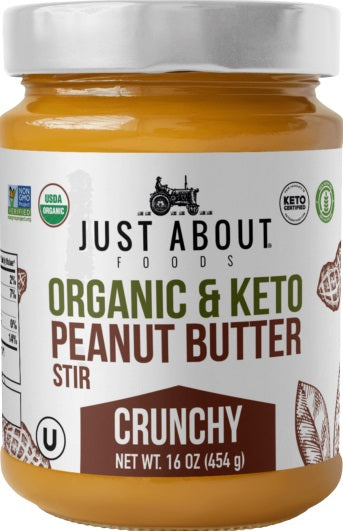 JUST ABOUT FOODS: Organic Crunchy Peanut Butter, 16 oz