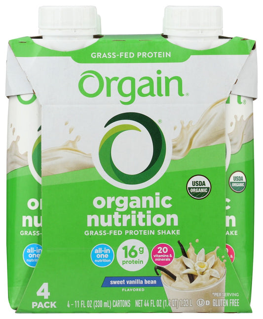 ORGAIN: Organic Nutritional Shake Sweet Vanilla Bean 4 count, 44 oz