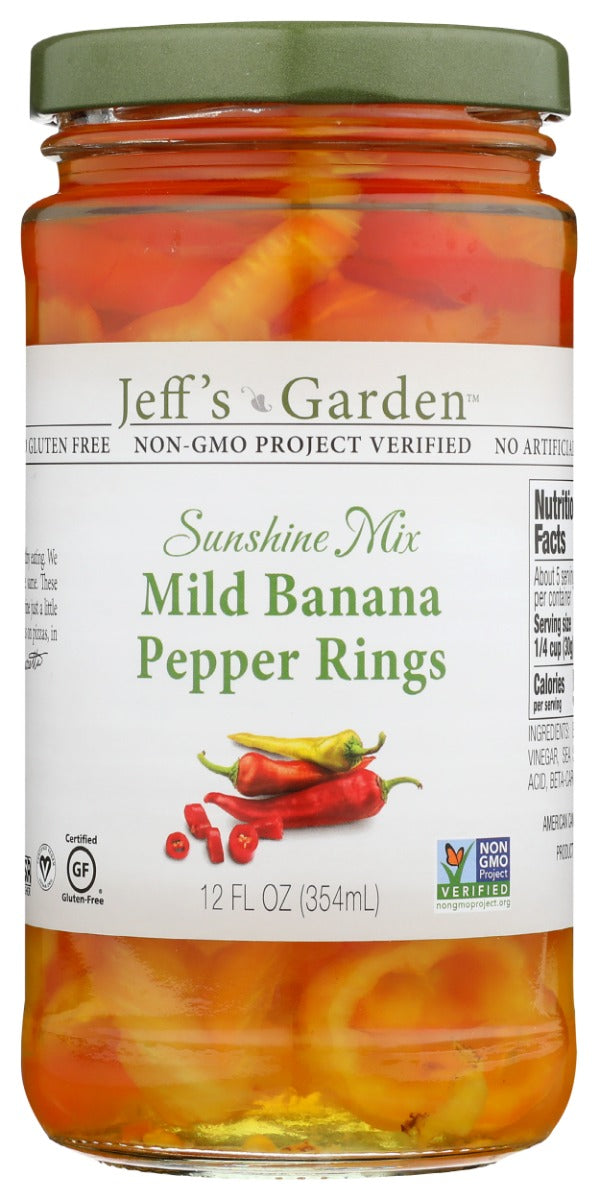 JEFFS NATURALS: Sunshine Mix Mild Banana Pepper Rings, 12 fl oz