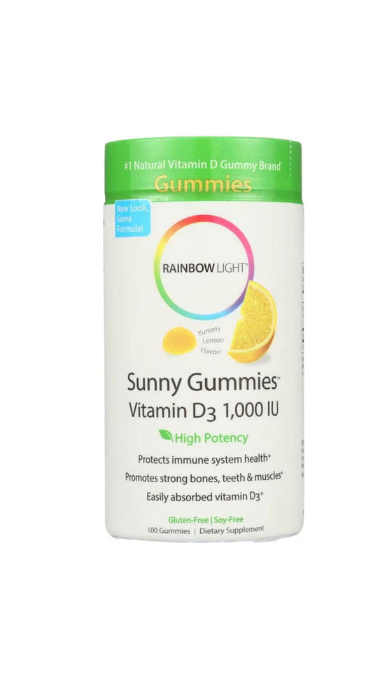 RAINBOW LIGHT: Sunny Gummies Vitamin D3 Yummy Lemon Flavor 1000 IU, 100 Gummies