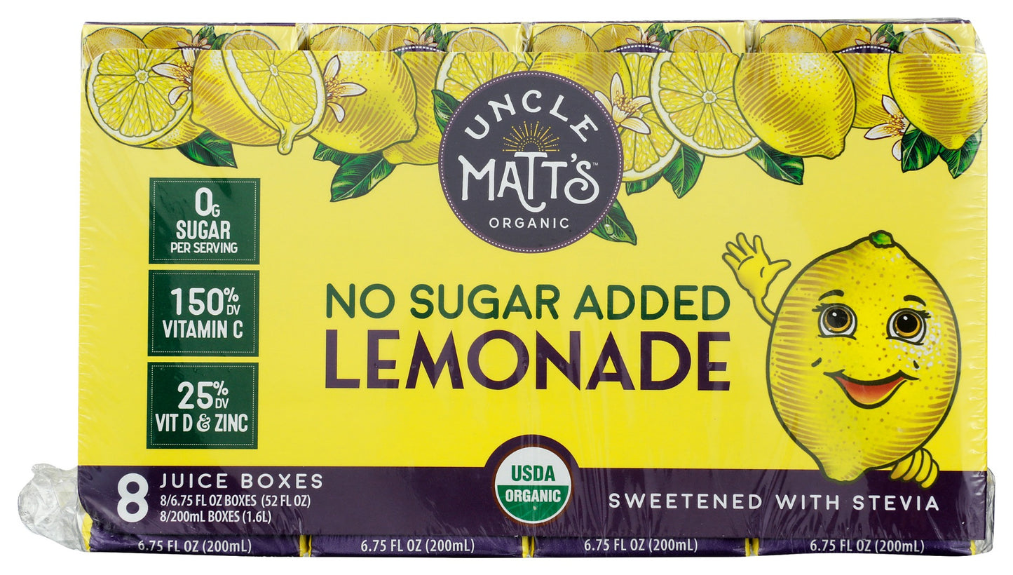 UNCLE MATTS ORGANIC: No Sugar Added Lemonade Juice Boxes 8Pk, 54 fo