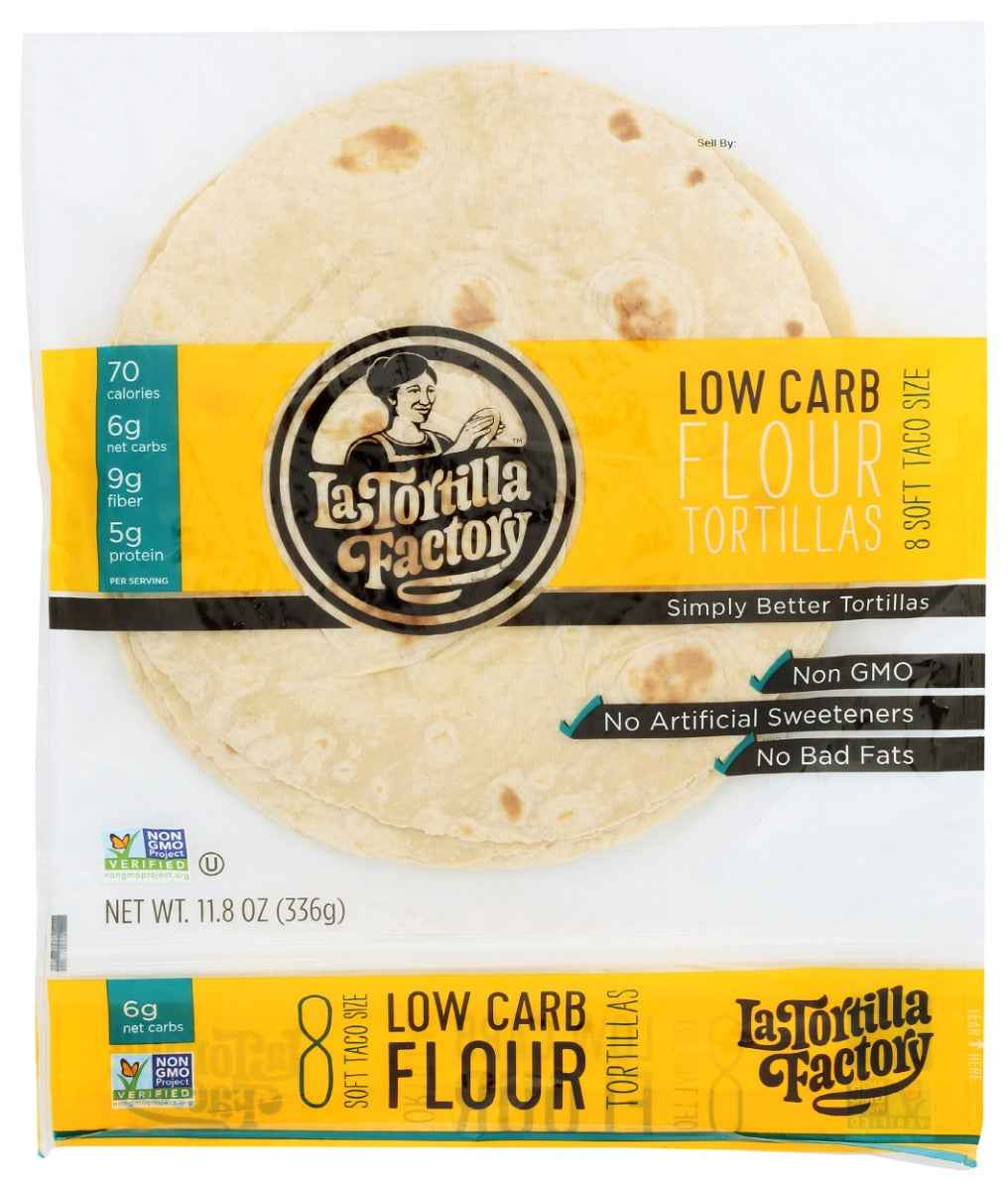 LA TORTILLA FACTORY: Low Carb Tortillas Flour Soft Taco Size, 11.8 oz