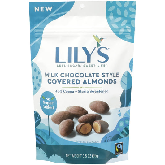 LILYS SWEETS: Milk Chocolate Style Covered Almonds, 3.5 oz