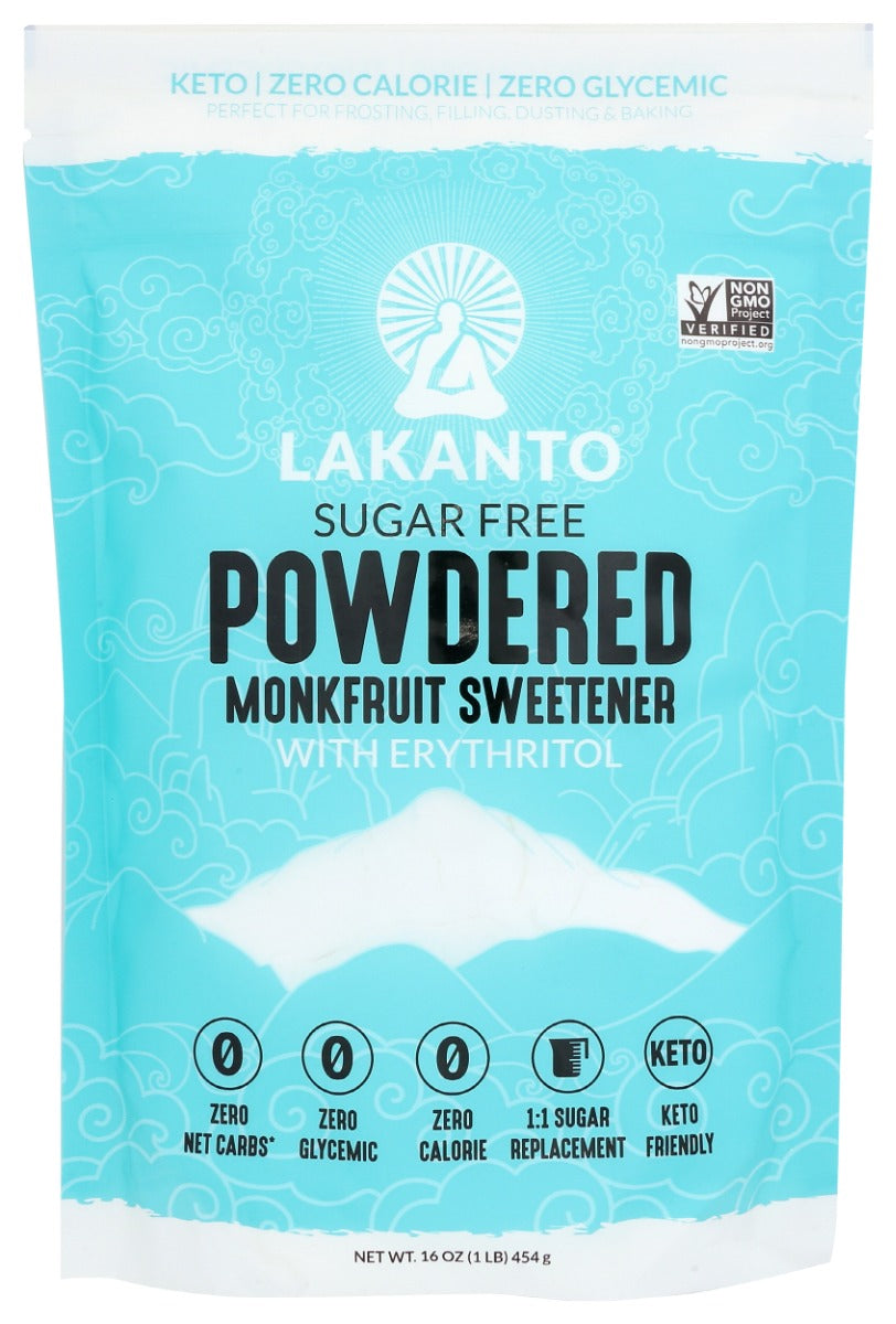 LAKANTO: Powdered Monkfruit and Erythritol Sweetener Powdered Sugar Replacement, 16 oz