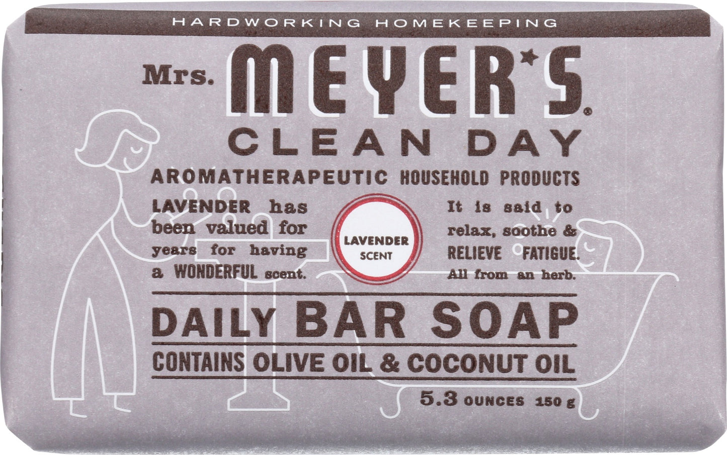 MRS MEYERS CLEAN DAY: Lavender Daily Bar Soap, 5.3 oz