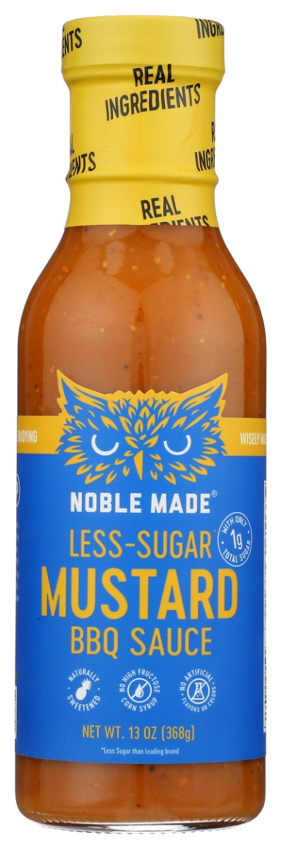NOBLE MADE BY THE NEW PRIMAL: Less Sugar Mustard BBQ Sauce, 12 fo