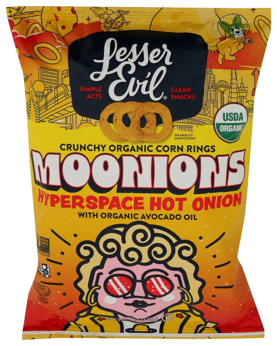 LESSER EVIL: Hyperspace Hot Onion Moonions, 6 oz