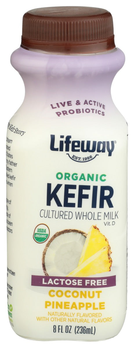 LIFEWAY: Organic Whole Milk Kefir Coconut Pineapple, 8 fo