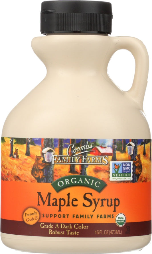 COOMBS FAMILY FARMS: Organic Maple Syrup Grade A Dark Color Robust Taste, 16 oz