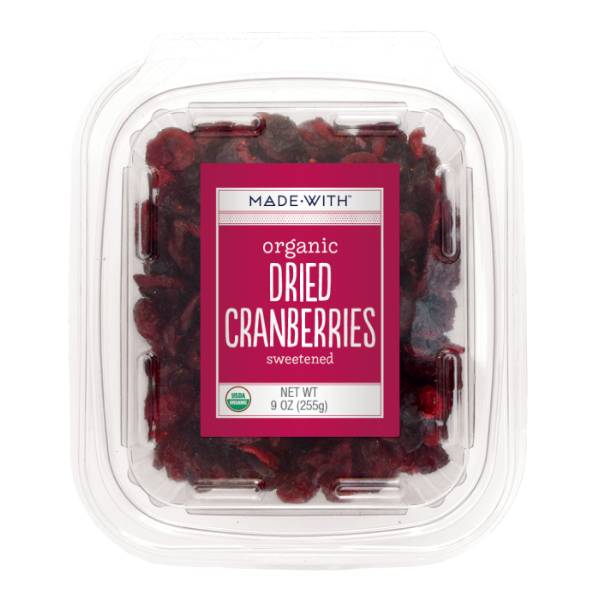 MADE WITH: Organic Dried Fruit Cranberries Tub, 9 oz