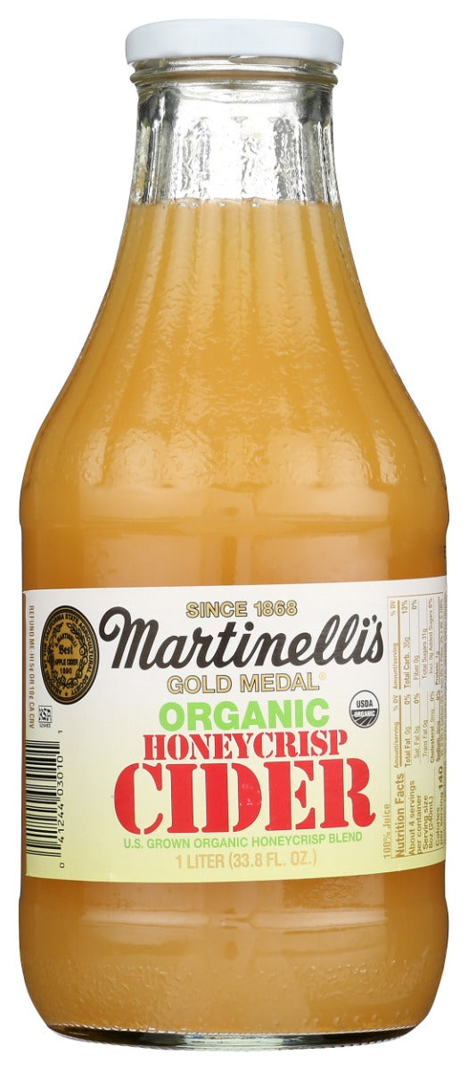 MARTINELLI: Organic Unfiltered Honeycrisp Apple Cider, 33.8 fo