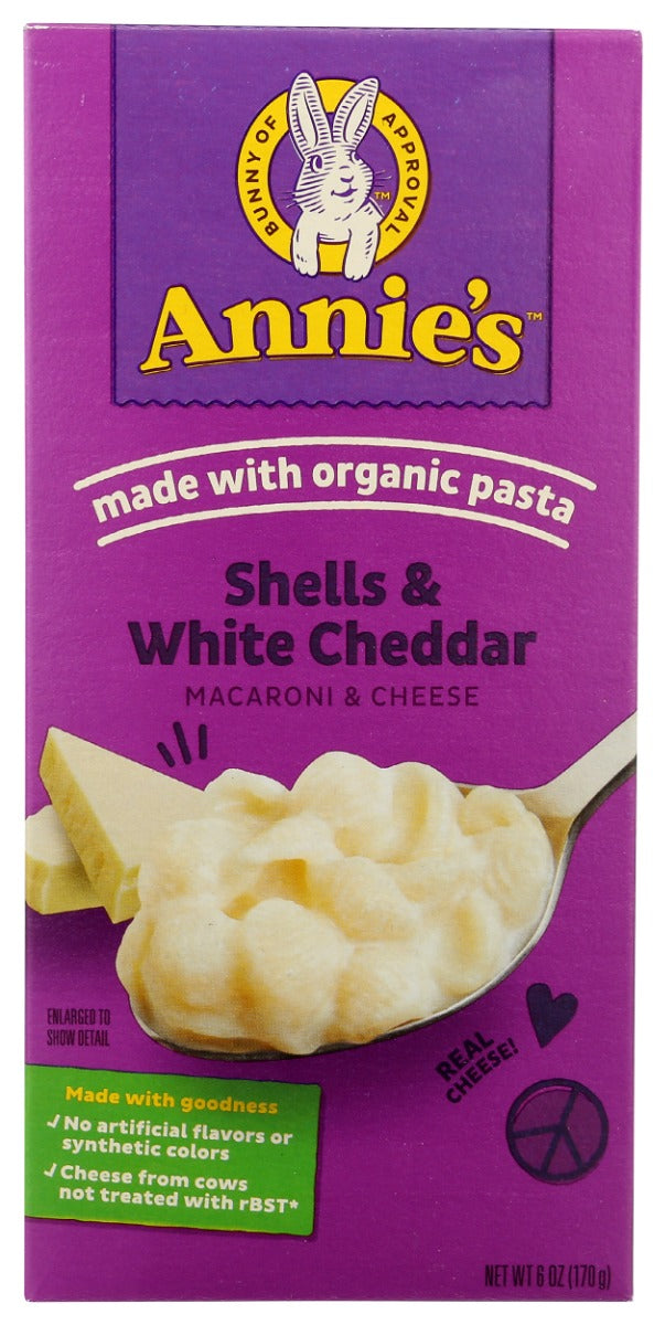 ANNIES HOMEGROWN: Shells and White Cheddar Mac and Cheese, 6 oz