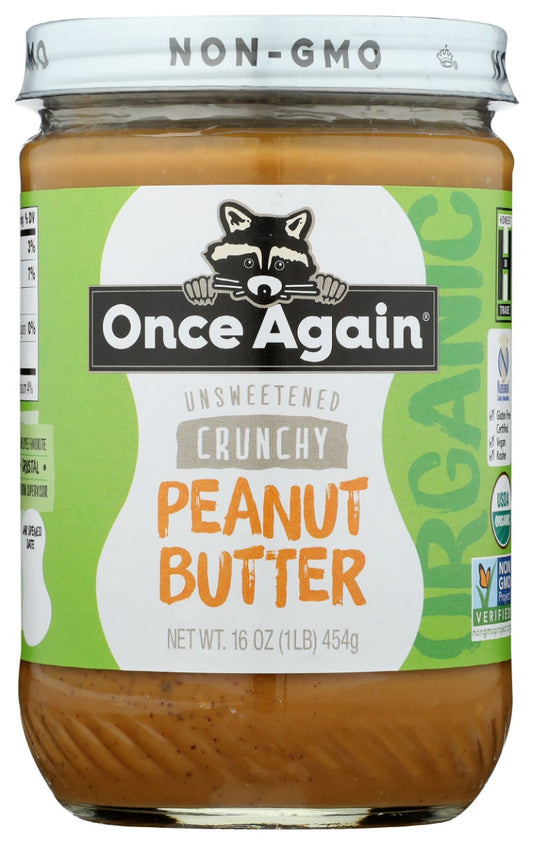 ONCE AGAIN: Crunchy Organic Peanut Butter Lightly Salted, 16 oz