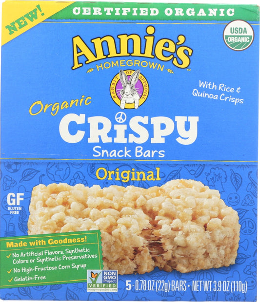 ANNIES HOMEGROWN: Organic Original Crispy Snack Bars, 3.9 oz