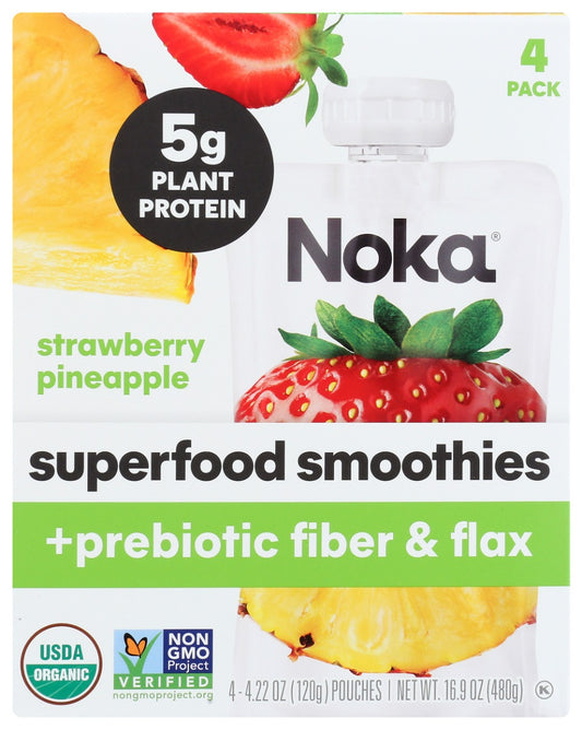 NOKA: Strawberry Pineapple Superfood Smoothie Prebiotic Fiber 4Pc, 16.9 oz