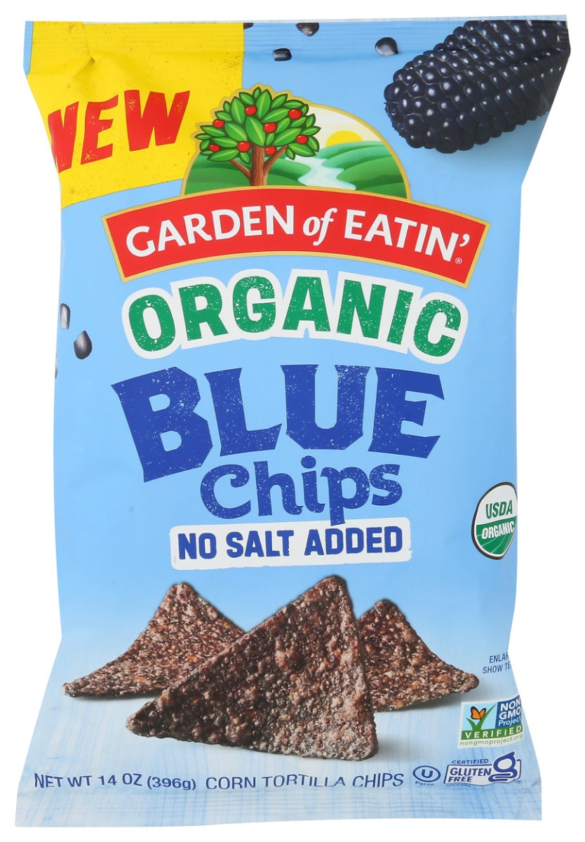 GARDEN OF EATIN: Organic Blue Corn Tortilla Chips No Added Salt, 14 oz