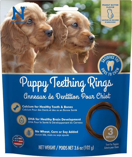 NBONE: Peanut Butter Puppy Teething Rings 3 Count, 3.6 oz