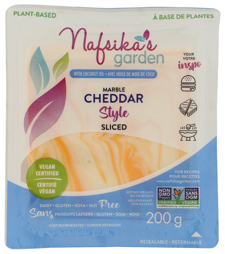 NAFSIKAS GARDEN: Vegan Marbled Cheddar Style Slices, 7.05 oz