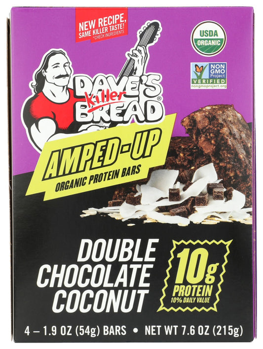 DAVES KILLER BREAD: Amped Up Double Chocolate Coconut Organic Protein Bars, 7.6 oz
