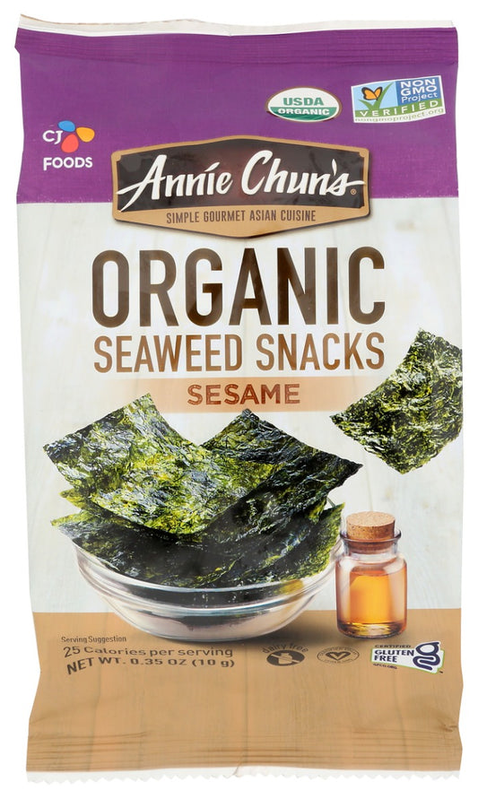ANNIE CHUNS: Organic Sesame Seaweed Snacks, 0.35 oz
