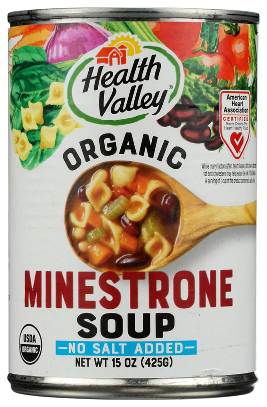 HEALTH VALLEY: Minestrone No Salt Added Soup, 15 oz