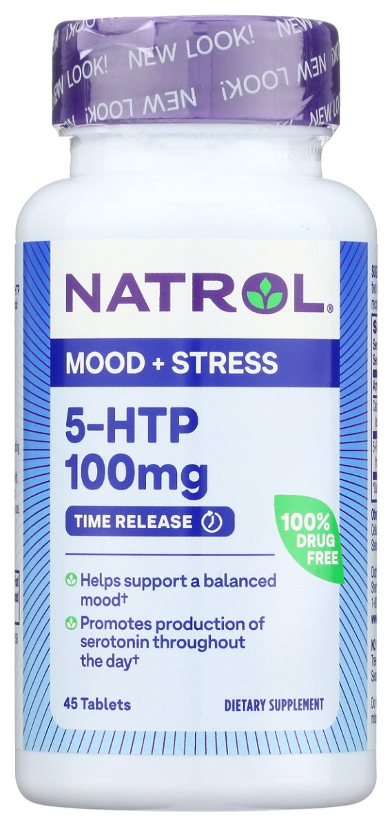 NATROL: 5 HTP Mood and Stress Time Release Tablets 100mg, 45 tb