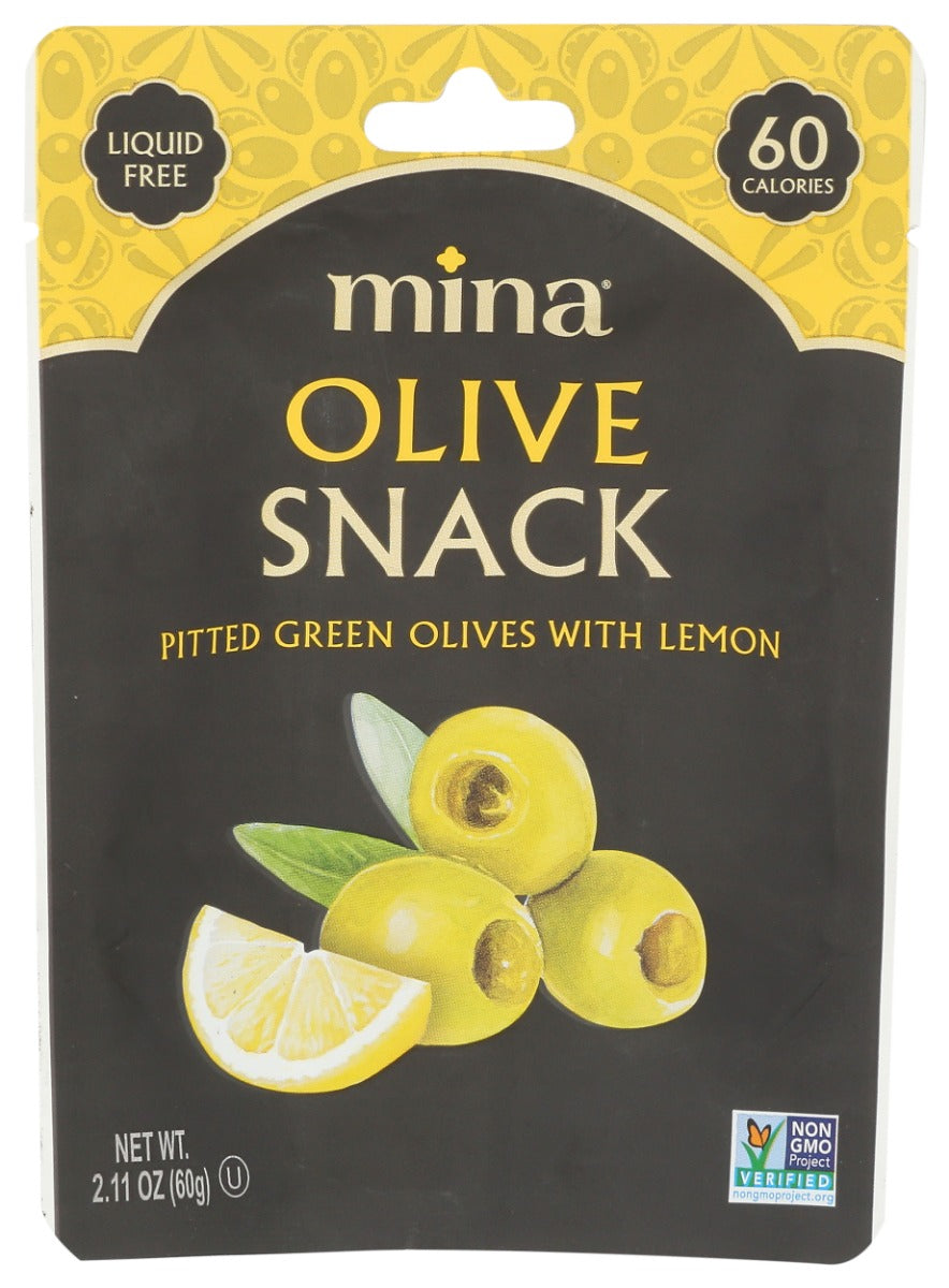 MINA: Pitted Green Olives With Lemon Snack, 2.11 oz