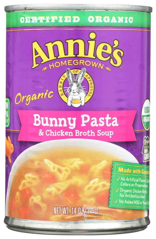 ANNIES HOMEGROWN: Organic Bunny Pasta and Chicken Broth Soup, 14 oz