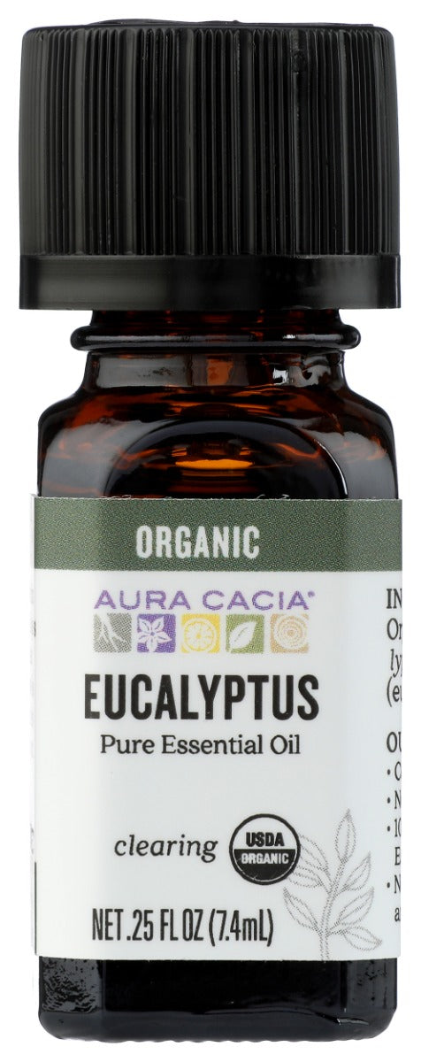 AURA CACIA: Organic Eucalyptus Radiata Essential Oil, 0.25 oz
