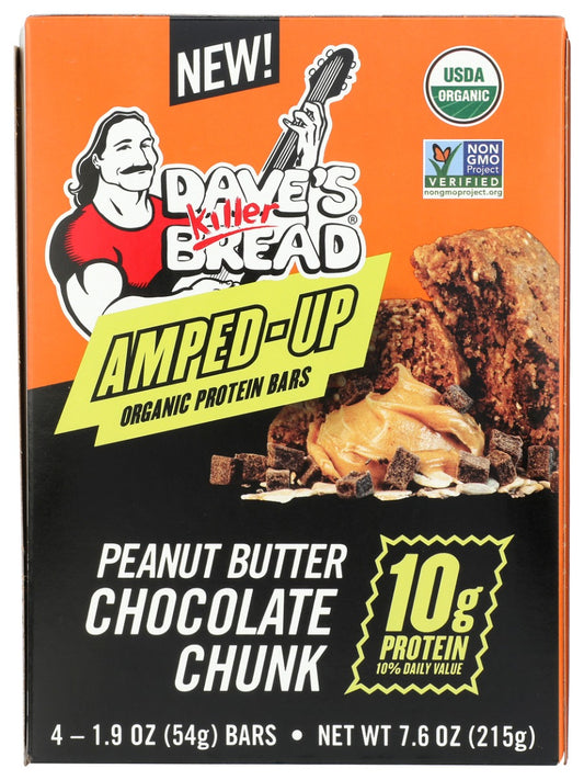 DAVES KILLER BREAD: Amped Up Peanut Butter Chocolate Chunk Organic Protein Bars, 7.6 oz