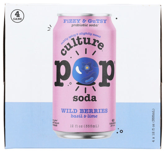 CULTURE POP: Wild Berries and Lime Soda 4Pk, 48 fo