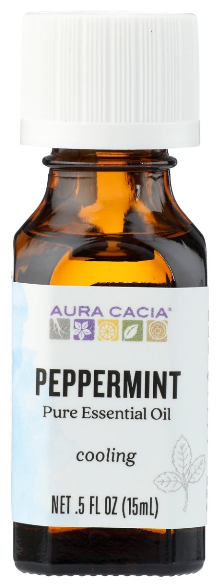AURA CACIA: Peppermint Essential Oil, 0.5 oz