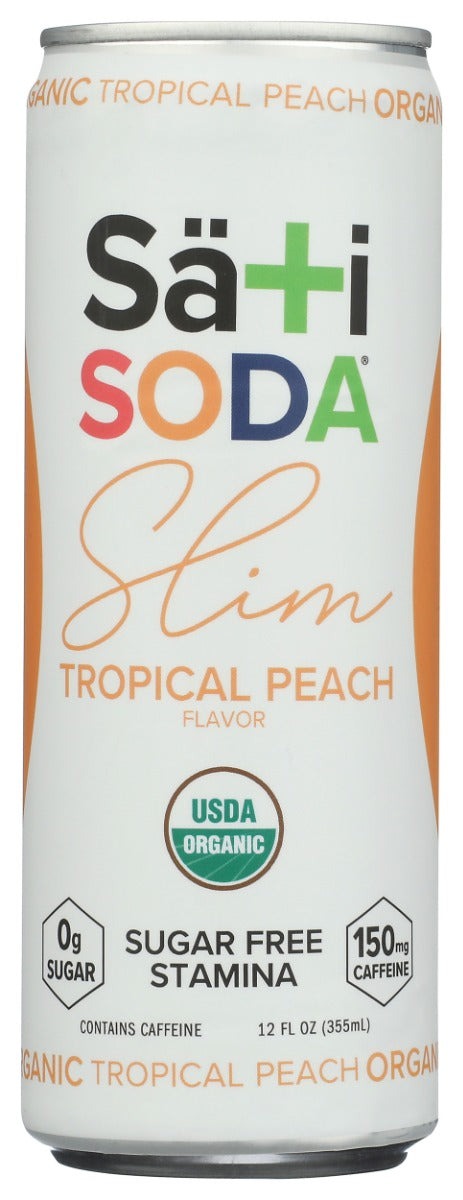 SATI SODA: Slim Organic Tropical Peach Soda, 12 fo