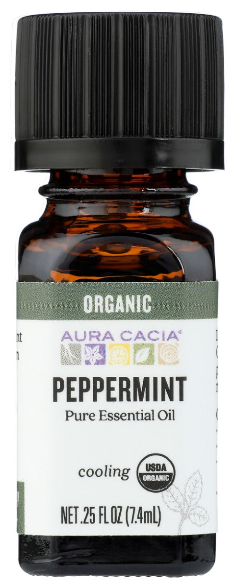AURA CACIA: Organic Peppermint Essential Oil, 0.25 oz