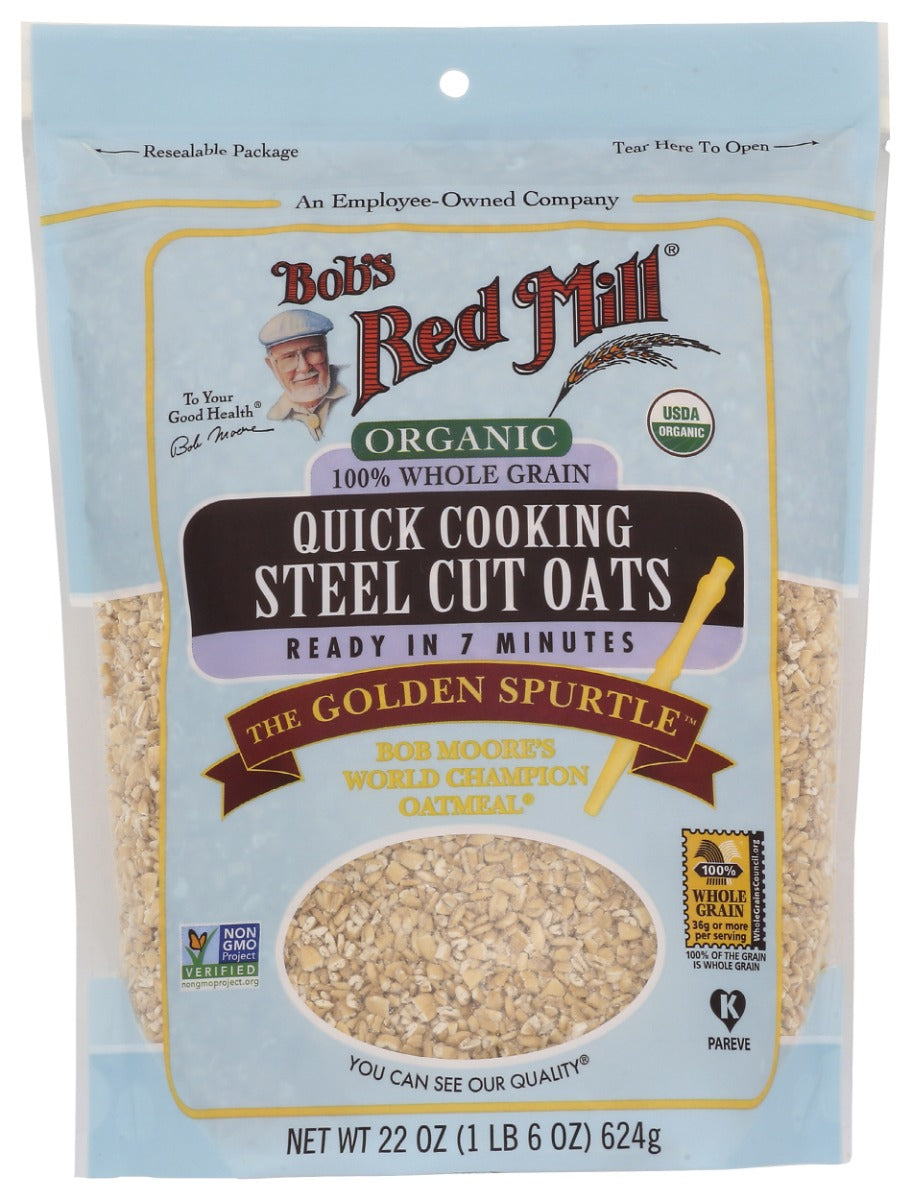 BOBS RED MILL: Organic Quick Cooking Steel Cut Oats, 22 oz