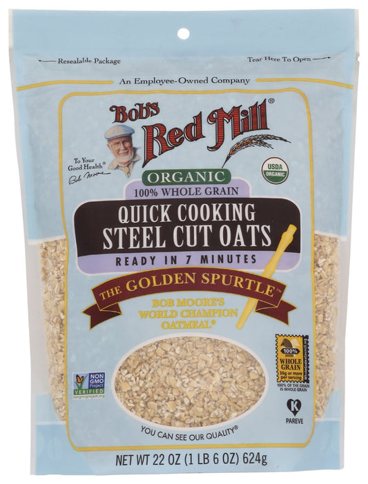 BOBS RED MILL: Organic Quick Cooking Steel Cut Oats, 22 oz