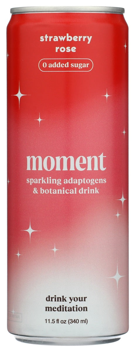 MOMENT: Strawberry Rose Botanical Soda, 11.5 fo