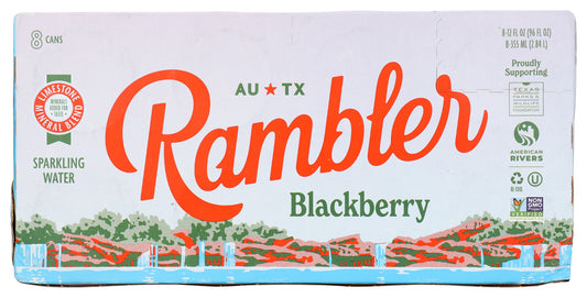 RAMBLER: Blackberry Sparkling Water 8Pk, 96 fo